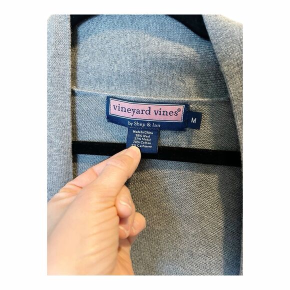 Vineyard Vines Belted Cardigan Gray Wool Modal Blend Sz M - Picture 4 of 5